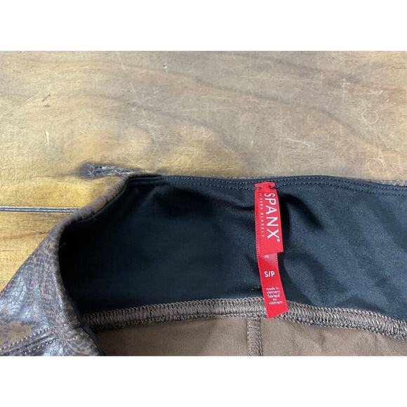 Spanx Leggings Womens Small Brown Faux Leather Snakeskin Print Casual Ladies - Picture 4 of 10